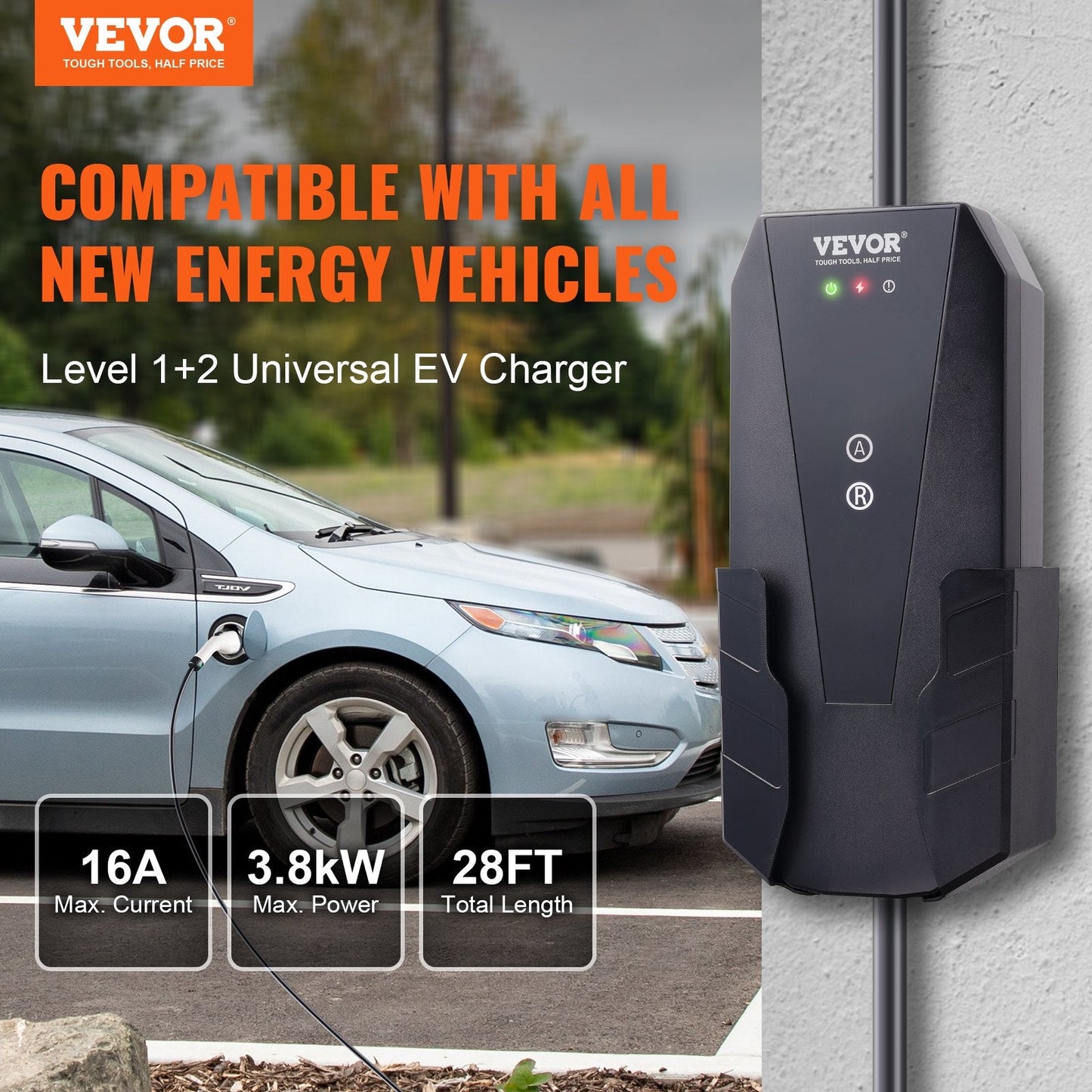 Portable EV Charger, 16 Amp 120V Or 240V, Electric Vehicle Charger