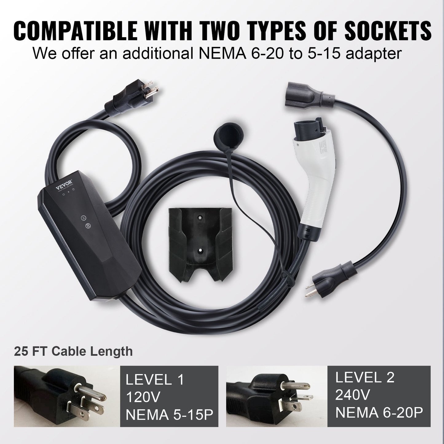 Portable EV Charger, 16 Amp 120V Or 240V, Electric Vehicle Charger