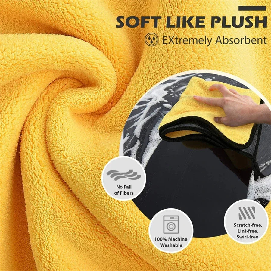 1/2/3/6/10pcs 30X60cm Microfiber Car Cleaning Towels Soft Quick Drying