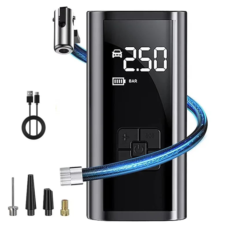 Car Wireless Air Pump Air Compressor Tire Ball Inflator Led Light Tire
