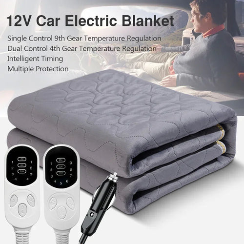 12V Heating Mat Plush Thicker Heated Heater Mattress Thermostat Travel