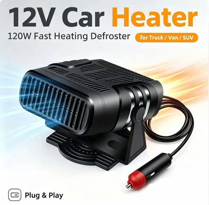 12V Car Heater 120W Efficient Fast Heat Auto Windshield Defrost Defog