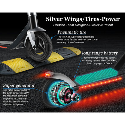 Mankeel MK006 Silver Wing High-End 10 inch Porsche Design Scooter