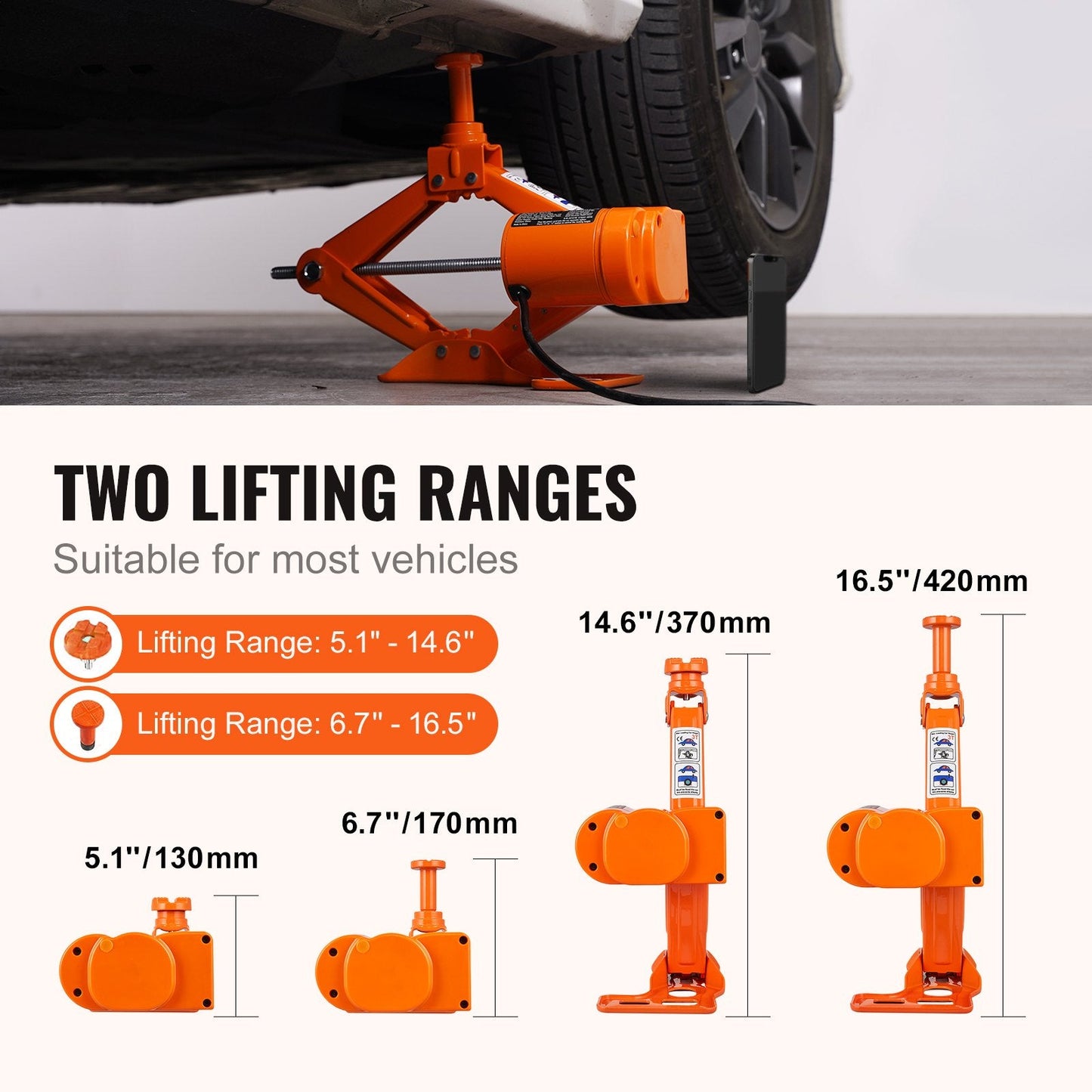VEVOR Electric Car Jack, 3 Tons  6600 Lbs Scissor Jack With Electric
