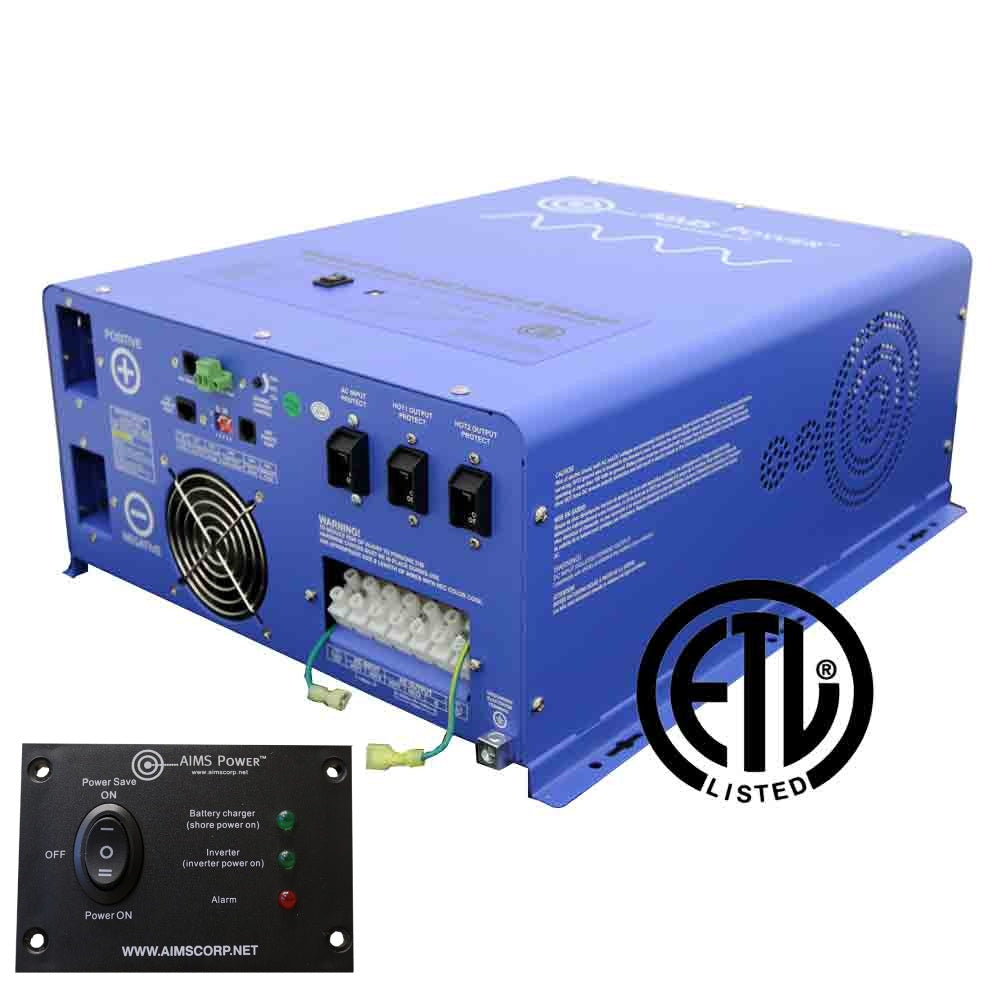 6000W 120V/240V Pure Sinewave Inverter/Charger, ETL/CSA Listed